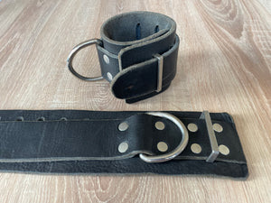 Arm cuffs / ankle cuffs - set of 2 - leather - riveted
